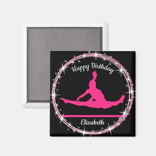 Gymnastiek Bars Birthday in roze en zwart Magneet (Voorkant / Achterkant)