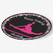 Gymnastiek Bars Birthday in roze en zwart Papieren Bordje (Gekanteld)