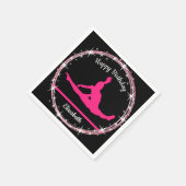 Gymnastiek Bars Birthday in roze en zwart Servet (Hoek)