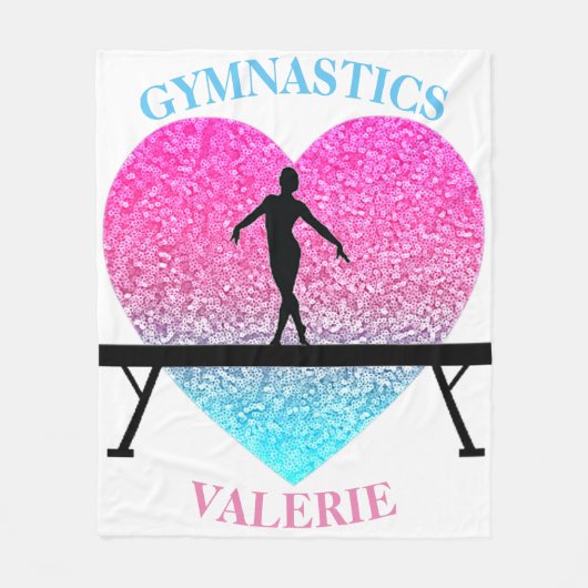 Gymnastiek Beam Fleece Deken w / Naam (Voorkant)