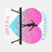 Gymnastiek Beam Fleece Deken w / Naam (Voorkant (Horizontaal))