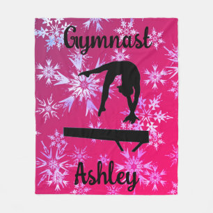 Gymnastiek Beam Fuchsia Snowflake Fleece Deken