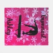 Gymnastiek Beam Fuchsia Snowflake Fleece Deken (Voorkant (Horizontaal))