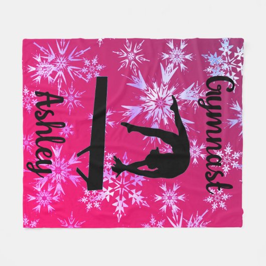 Gymnastiek Beam Fuchsia Snowflake Fleece Deken (Voorkant (Horizontaal))