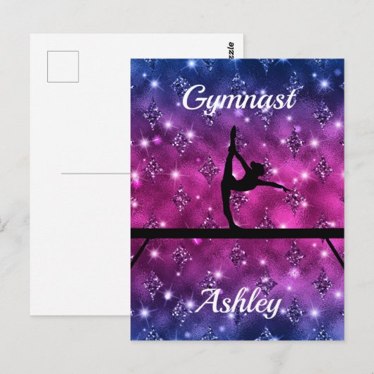 Gymnastiek Beam Glam Briefkaart (Voorkant / Achterkant)