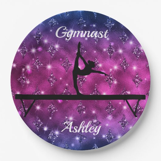 Gymnastiek Beam Glam Papieren Bordje (Voorkant)