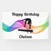 Gymnastiek Beam "Happy Birthday" Kleurrijke Wervel Spandoek (Horizontaal)