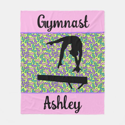 Gymnastiek Beam Meisje Groovy Retro Gepersonalisee Fleece Deken (Voorkant)