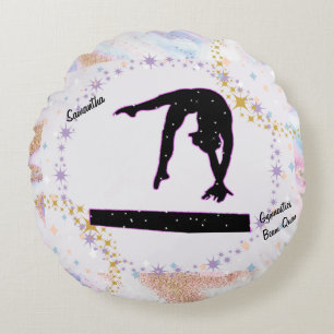 Gymnastiek Beam Queen Glitter Waterverf Abstract Rond Kussen