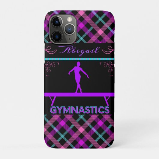 Gymnastiek Beam Roze Paars Blauwgroen Tartan Case-Mate iPhone Case (Achterkant)