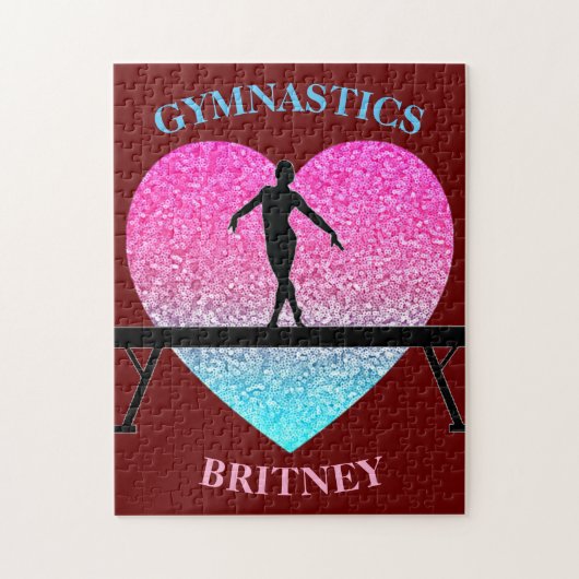 Gymnastiek Beam Sparkle Heart Burgundy Legpuzzel (Verticaal)