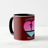 Gymnastiek Beam Sparkle Heart Burgundy Mok (Voorkant links)