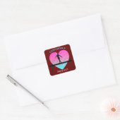 Gymnastiek Beam Sparkle Heart Burgundy Vierkante Sticker (Envelop)