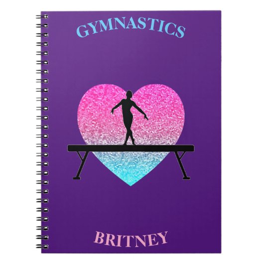 Gymnastiek Beam Sparkle Heart Paars   Notitieboek (Voorkant)