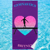 Gymnastiek Beam Sparkle Heart Paarse Beach Towel Strandlaken