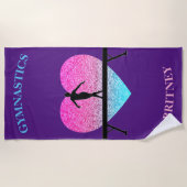 Gymnastiek Beam Sparkle Heart Paarse Beach Towel Strandlaken (Voorkant)