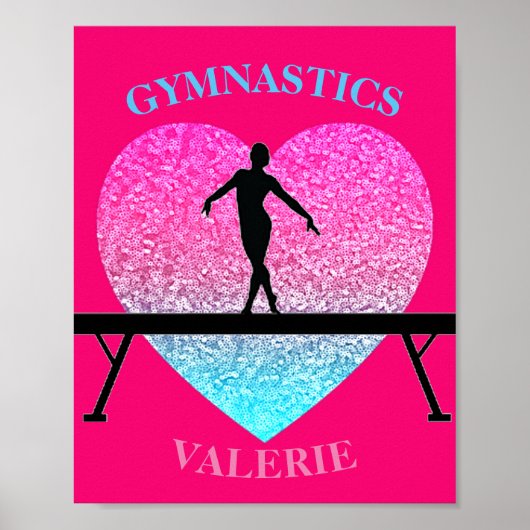 Gymnastiek Beam Sparkle Heart Poster (Voorkant)