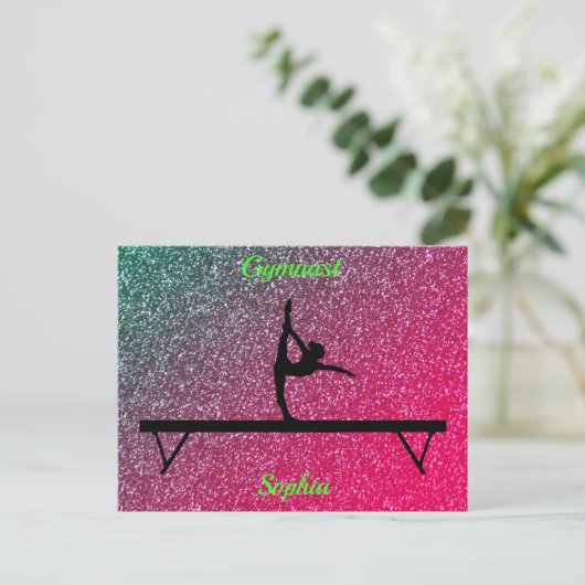 Gymnastiek Beam Watermelon Sparkle Briefkaart (Staand voorkant)
