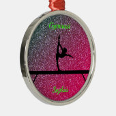 Gymnastiek Beam Watermelon Sparkle Metalen Ornament (Rechts)