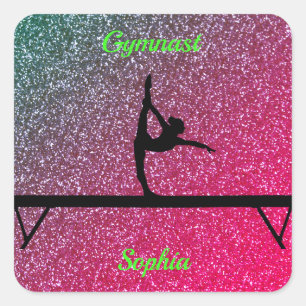 Gymnastiek Beam Watermelon Sparkle Vierkante Sticker