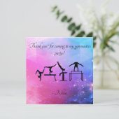 Gymnastiek Bedankt Card in roze / blauw (Staand voorkant)