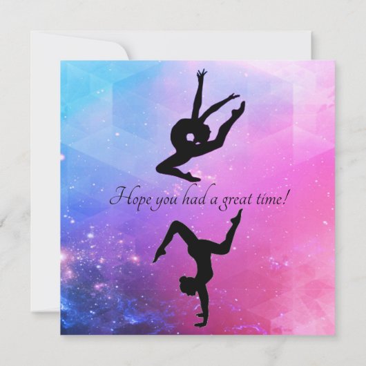 Gymnastiek Bedankt Card in roze / blauw (Achterkant)