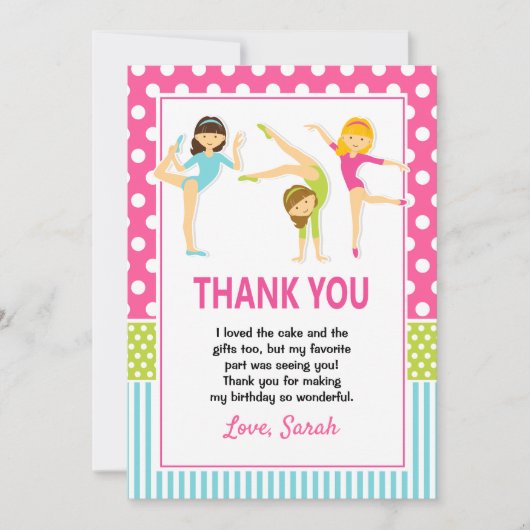 Gymnastiek Bedankt Card meisjes (Voorkant)