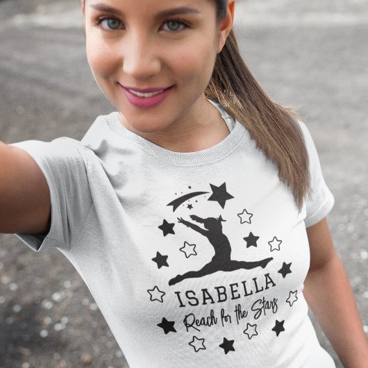 Gymnastiek Bereik de naam van het Sterrmonogram T-shirt