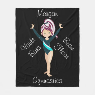 Gymnastiek Berry Stripe, bruine ogen, Blauwgroen t Fleece Deken