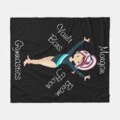 Gymnastiek Berry Stripe, bruine ogen, Blauwgroen t Fleece Deken (Voorkant (Horizontaal))