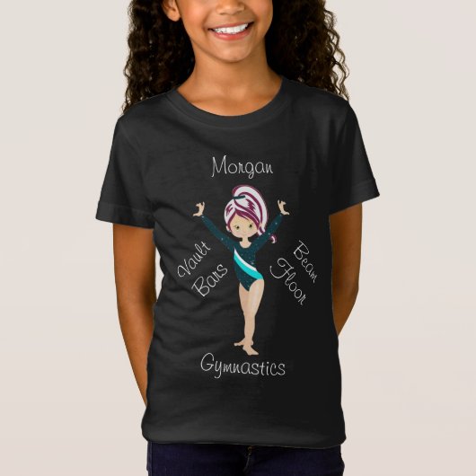 Gymnastiek Berry Stripe, bruine ogen, Blauwgroen t T-shirt (Voorkant)