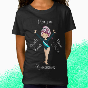 Gymnastiek Berry Stripe, bruine ogen, Blauwgroen t T-shirt