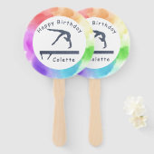 Gymnastiek Birthday Balance Bam Waterverf Splash Handwaaier (Voorkant en achterkant)