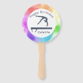 Gymnastiek Birthday Balance Bam Waterverf Splash Handwaaier (Voorkant)