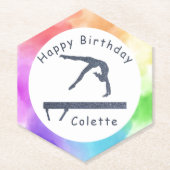 Gymnastiek Birthday Balance Bam Waterverf Splash Kartonnen Onderzetters (Voorkant)