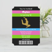 Gymnastiek Birthday Gold Glitter Uitnodiging (Staand voorkant)