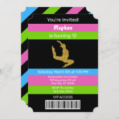 Gymnastiek Birthday Gold Glitter Uitnodiging (Voorkant / Achterkant)