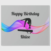 Gymnastiek Birthday Grey Wrapping Paper Cadeaupapier (Vlak)