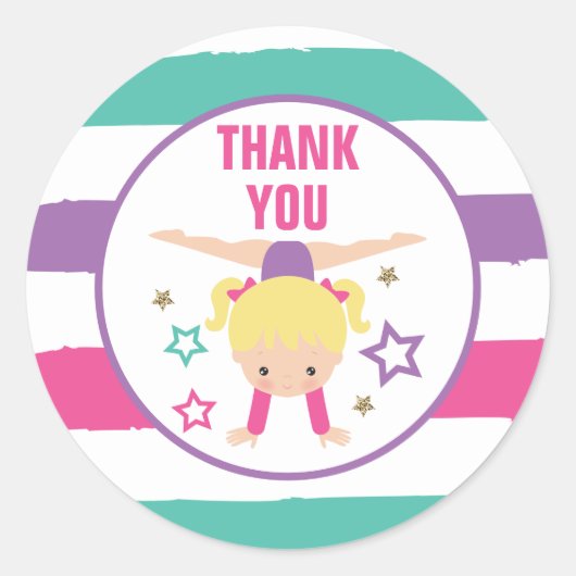 Gymnastiek Birthday Hartelijk dank voor de klassie Ronde Sticker (Voorkant)