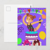 Gymnastiek Birthday Party Briefkaart (Voorkant / Achterkant)