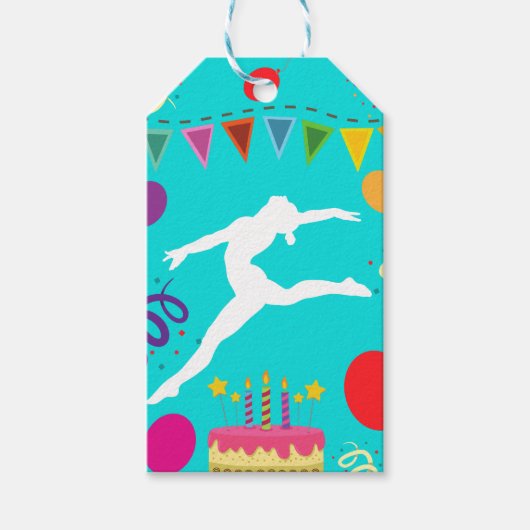 Gymnastiek Birthday Party Cadeaulabel (Voorkant)