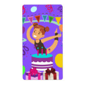 Gymnastiek Birthday Party Etiket (Voorkant)