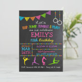Gymnastiek Birthday Party Invitations Gymnast Flip Kaart (Staand voorkant)