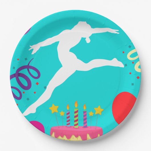 Gymnastiek Birthday Party Papieren Bordje (Voorkant)