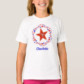 Gymnastiek Birthday Party Red White en Blue Stars T-shirt (Voorkant)