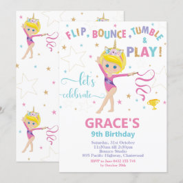 Gymnastiek Birthday Party Short Blonde Hair Girl Kaart