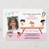 Gymnastiek Birthday Uitnodiging Roze Gym Partij (Voorkant / Achterkant)