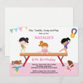Gymnastiek Birthday Uitnodiging Roze Gym Partij (Voorkant / Achterkant)