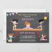 Gymnastiek Birthday Uitnodiging Roze Gym Partij (Voorkant)