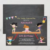 Gymnastiek Birthday Uitnodiging Roze Gym Partij (Voorkant / Achterkant)